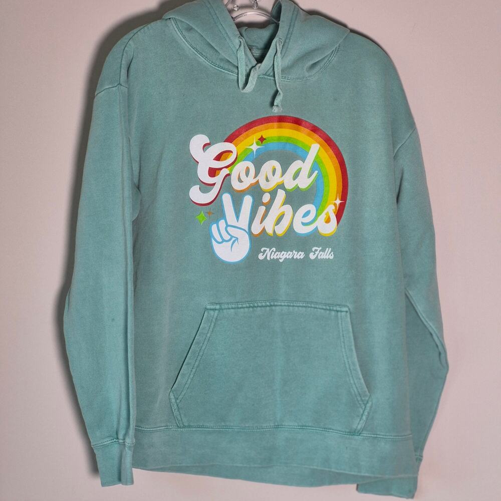 River Wear Good Vibes Hoodie Sweatshirt Green Size S A0102
